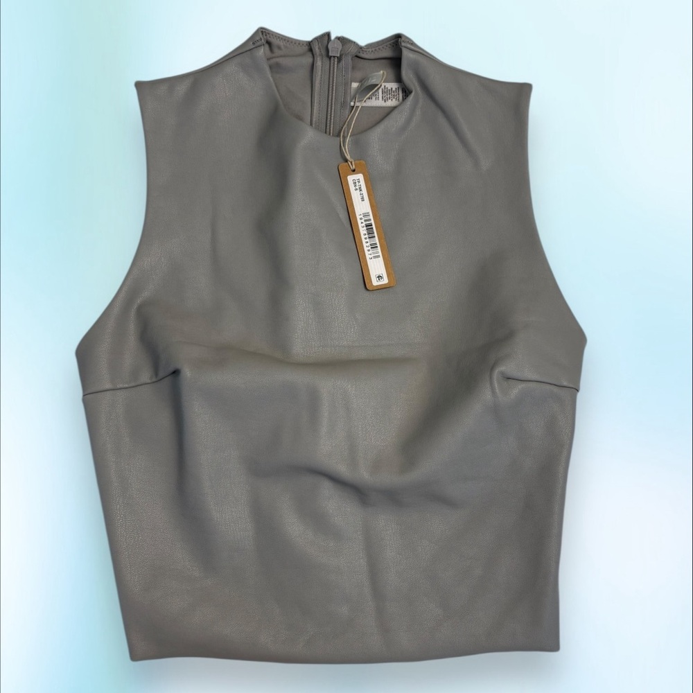 SKIMS Faux Leather Tank Top | Carbon | S